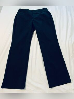 ELLE Womens Black Straight Leg Cotton Blend Dress Pants Size 10 Office Career